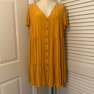 Ava & Viv Orange Button-Front Mini Dress- Size XL